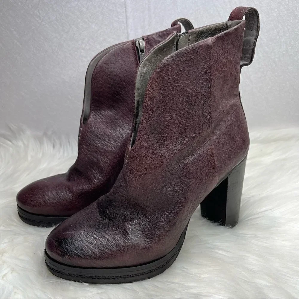 Free People Pebbled Leather Bolo Bandit Boot in Wine 40 - Picture 2 of 11